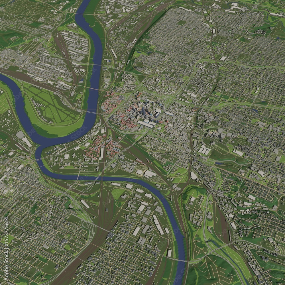 Fototapeta premium 3D illustration of city and urban in Kansas city USA