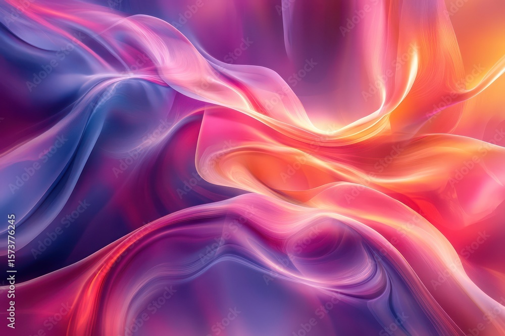Obraz premium Fluid Motion of Scarlet Silk in Graceful Wave Patterns. Abstract Background