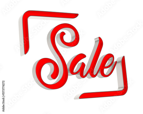 Red sale on white background. Isolated 3D illustration