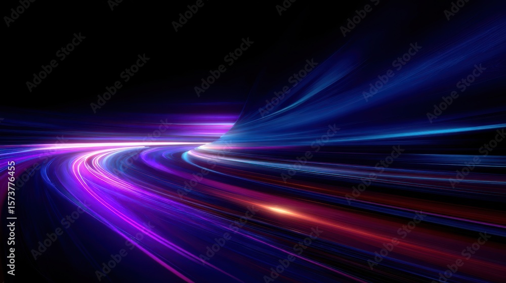 Abstract neon light trails swirling through darkness in a futuristic tunnel Abstract neon light trails swirling through darkness in a futuristic tunnel