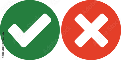 A green check mark and a red x mark on a white background indicating approval and rejection