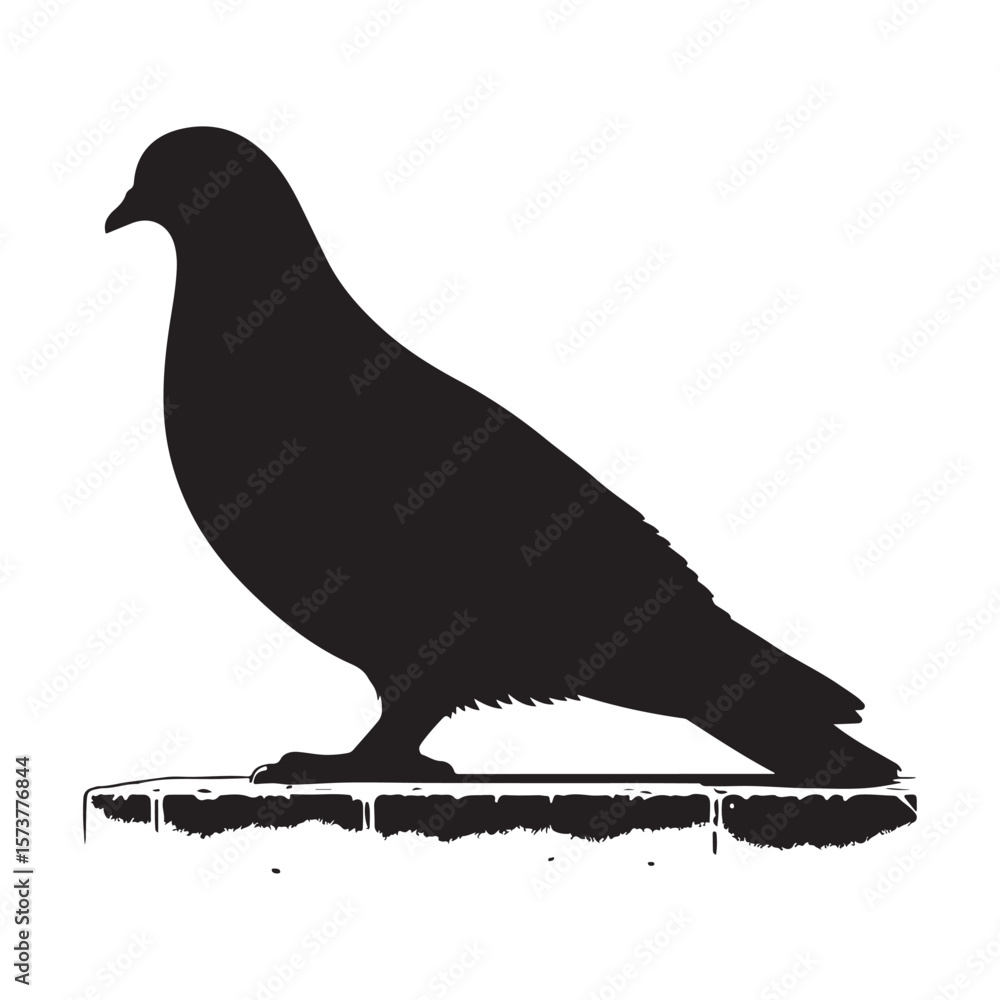 Fototapeta premium Simple and adorable flat colored Pigeon illustration in silhouette