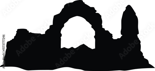  sandstone arches sky desert landscape silhouette vector.