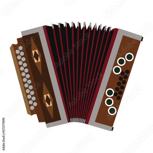 Accordion vector isolated on white background. Concertina, Piano , Squeezebox, Melodeon, Schwyz accordion vector design.