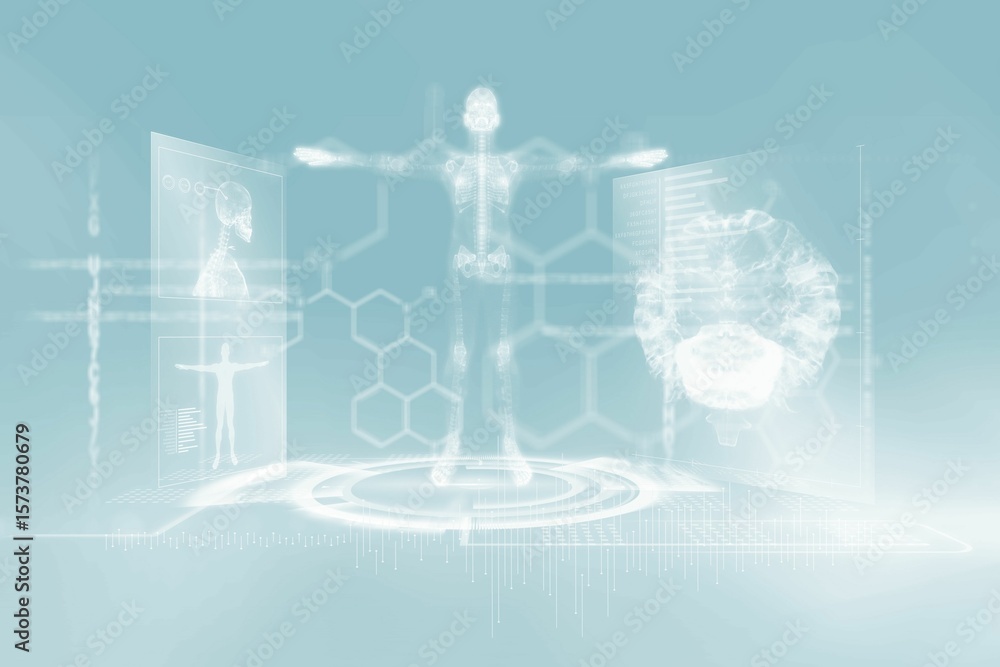 Fototapeta premium Human model in blue lights
