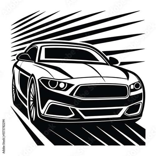 Front car silhouette with dynamic stripes