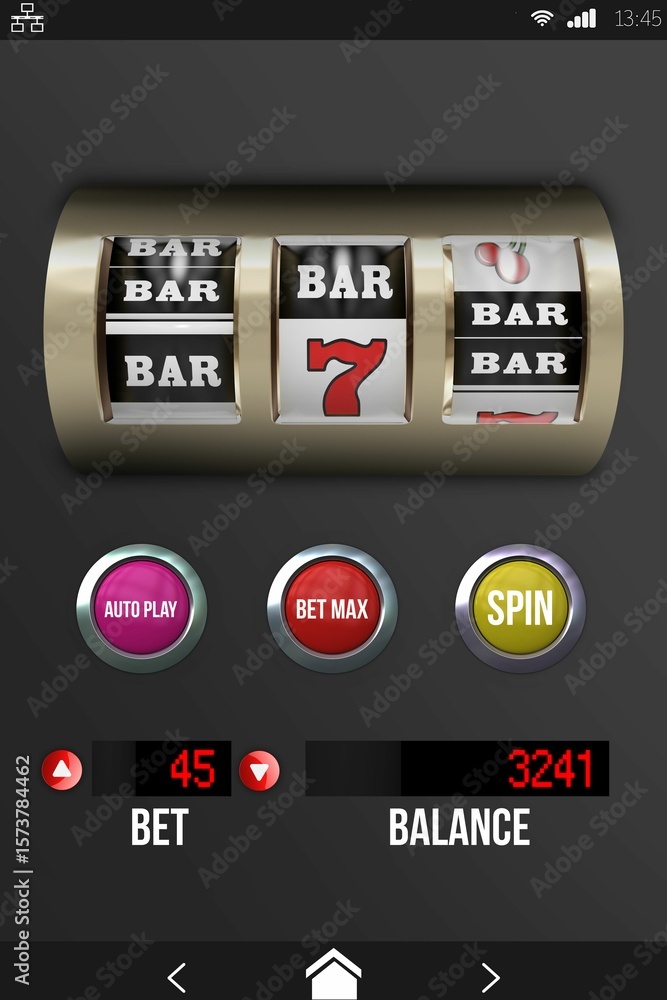 Fototapeta premium Slot machine with text and numbers on mobile display
