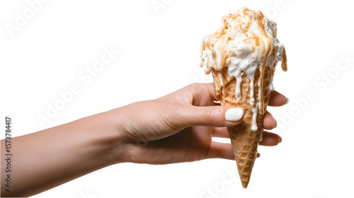 Wallpaper Mural Hand holding a melting ice cream isolated on a white background Torontodigital.ca