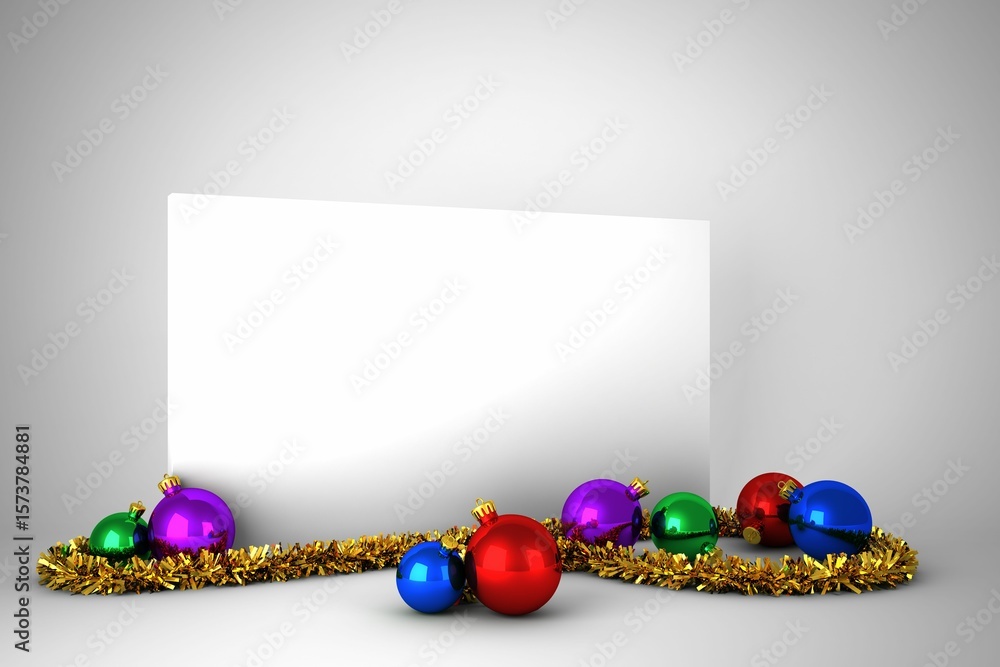 Fototapeta premium Poster with colourful christmas decorations