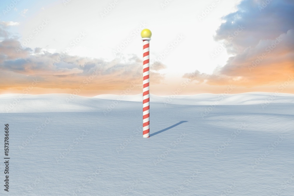 Obraz premium Snowy land scape with pole