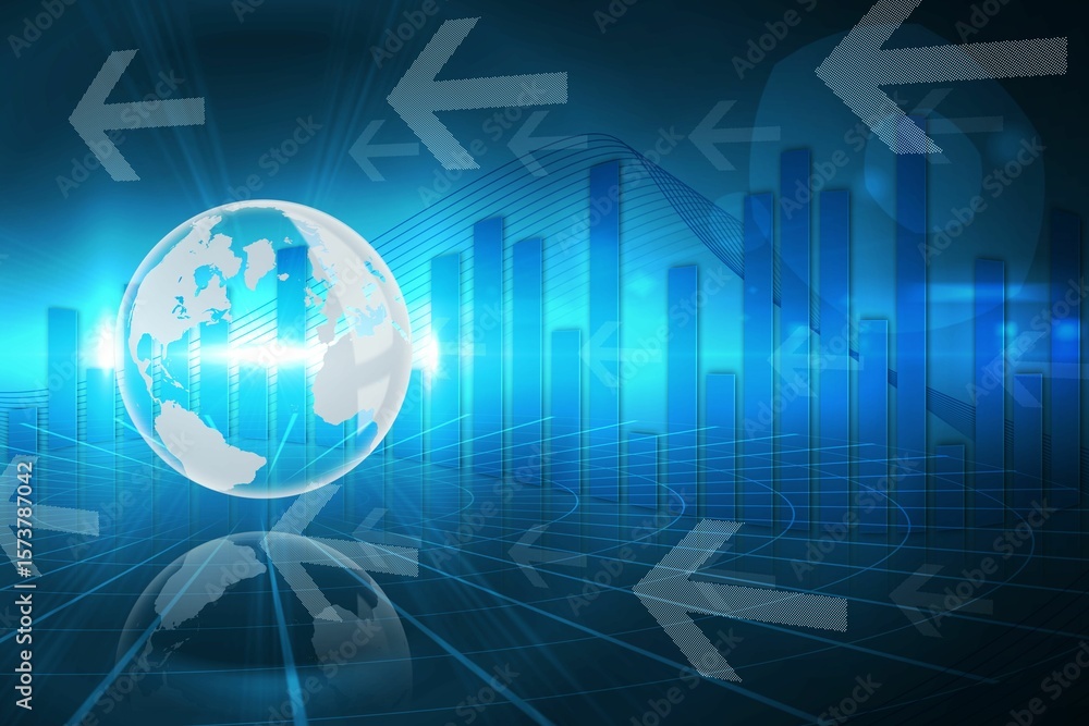 Global business graphic in blue Global business graphic in blue