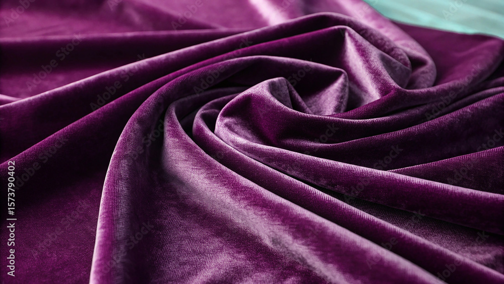 Obraz premium Emerald green velvet fabric draped and folded texture