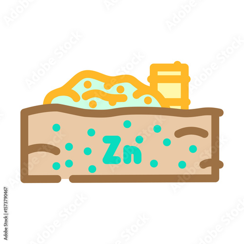 zinc contamination soil due industrial waste disposal color icon vector illustration