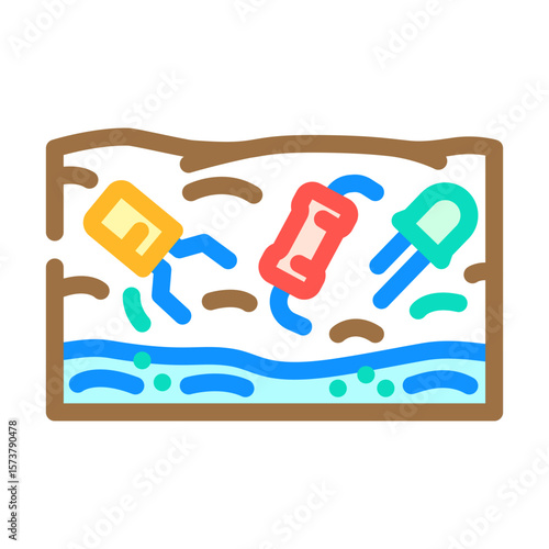 toxic metals e waste affecting urban environments color icon vector illustration