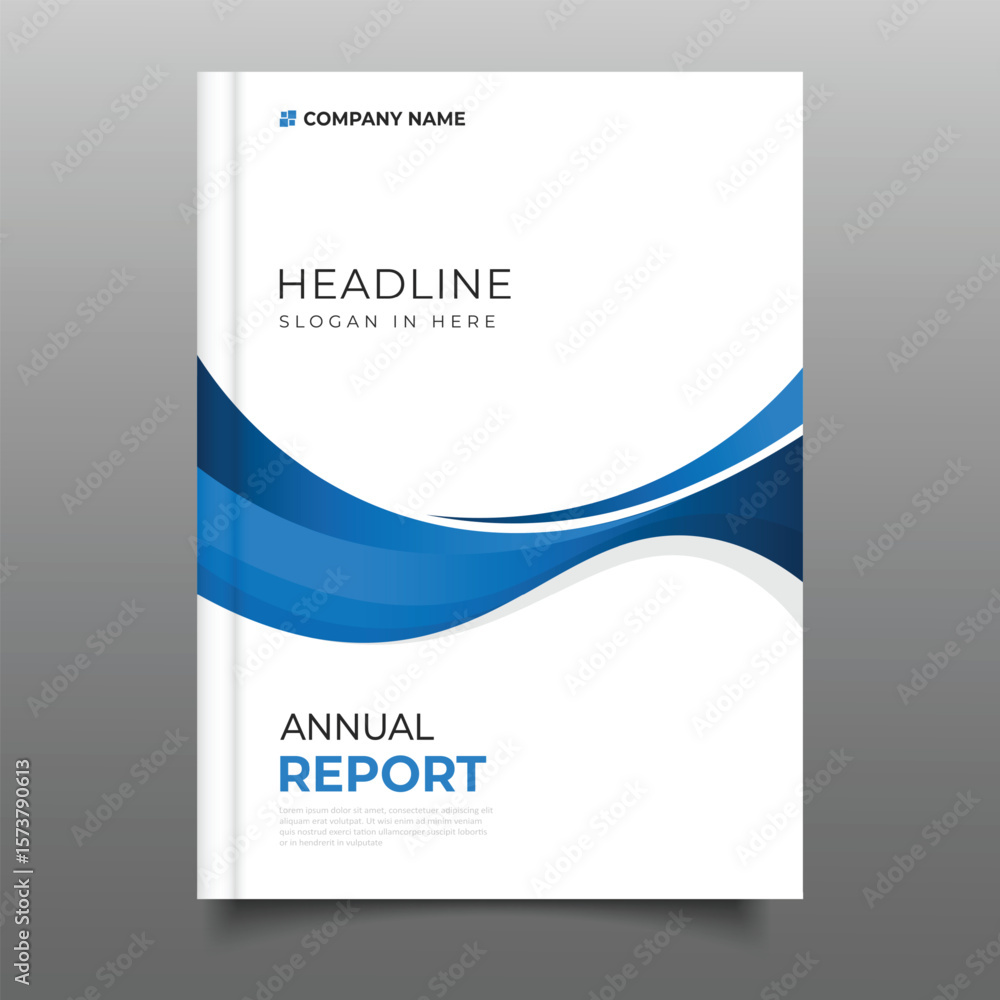 Fototapeta premium abstract Business blue annual report cover template flyer Wavy design