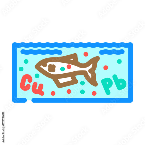 fish death lake due high concentrations copper lead color icon vector illustration