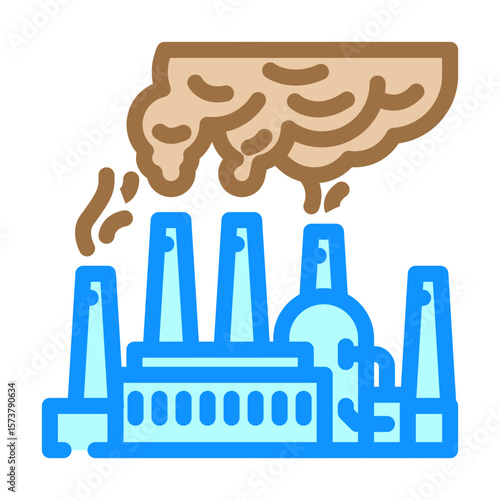 industrial smokestacks releasing particulate matter containing toxic metals color icon vector illustration