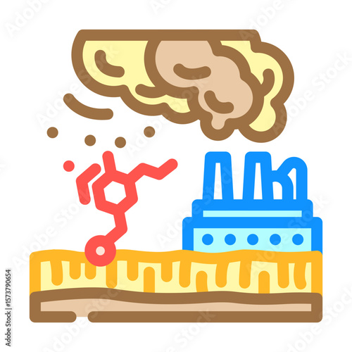 contaminated food crops region high industrial pollution color icon vector illustration