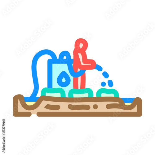 farmers using water contaminated metals for irrigation color icon vector illustration