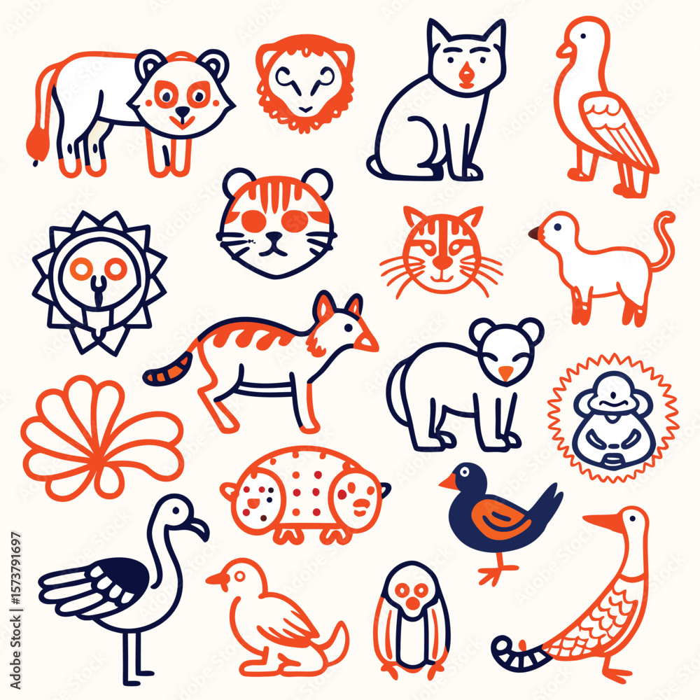 Obraz premium Line art animal design vector art 