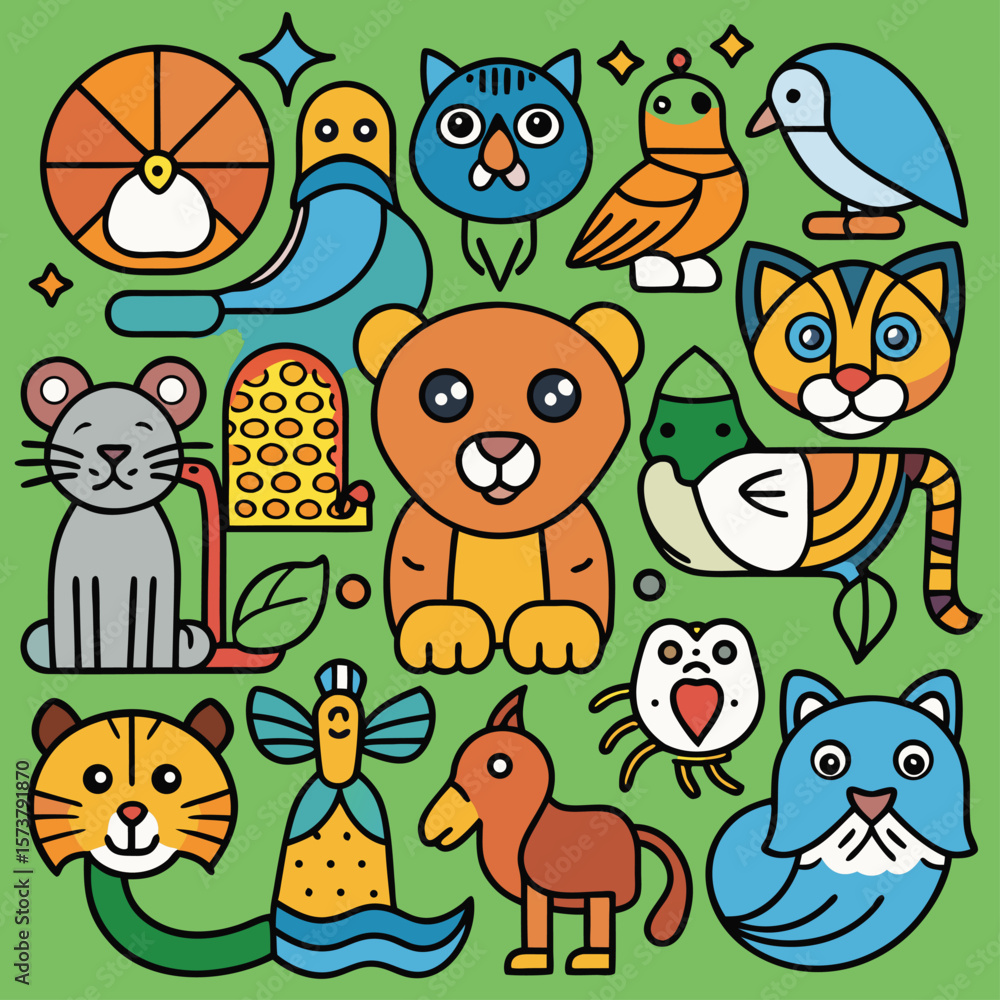 Fototapeta premium Line art animal design vector art 