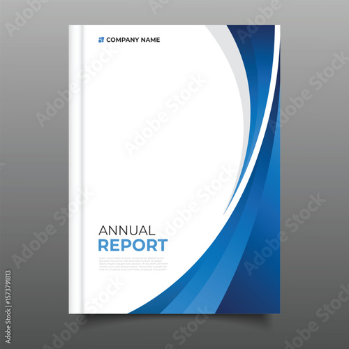 business blue gradient annual report cover template flyer wavy designn