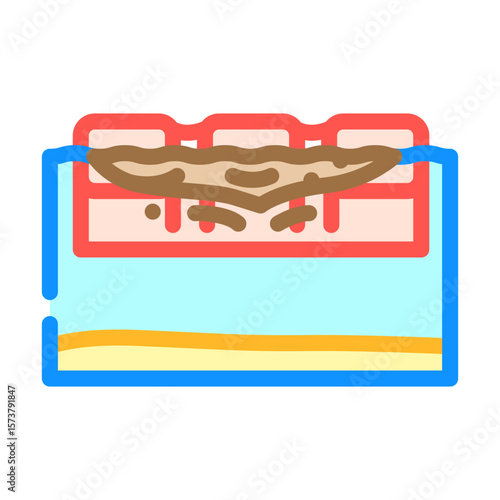 floating booms around an oil spill color icon vector illustration
