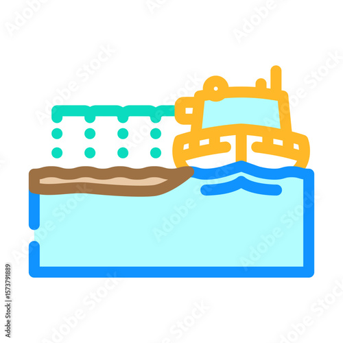 dispersant being sprayed ocean color icon vector illustration