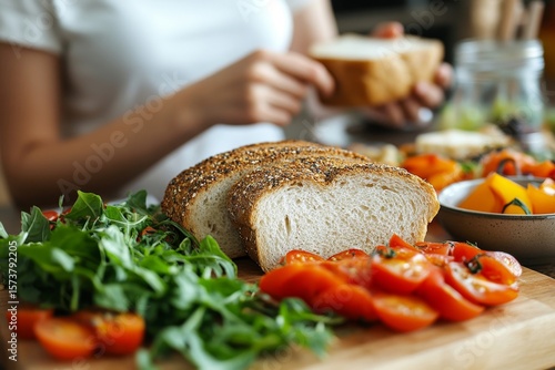 Person avoiding eating white bread for better health, making conscious dietary choices to promote overall wellness, Generative AI