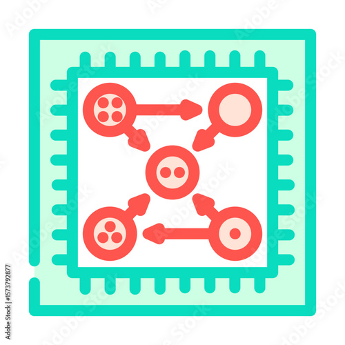 chip entangled qubits quantum computer color icon vector illustration