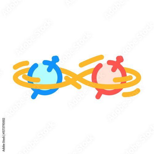 entanglement between two particles color icon vector illustration