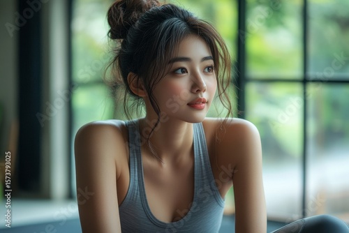 Asian young female watching an exercise video and working out at home, following an online fitness routine for personal health improvement, Generative AI Free Download Asian young female watching an exercise video and working out at home, following an online fitness routine for personal health improvement, Generative AI - GFXLoad