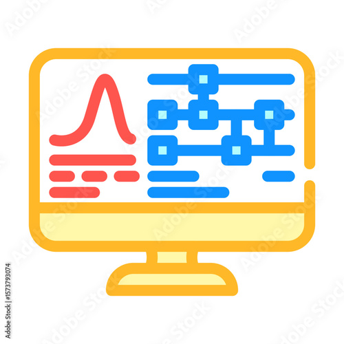 algorithm screen quantum computer color icon vector illustration