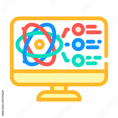 simulator quantum computer color icon vector illustration