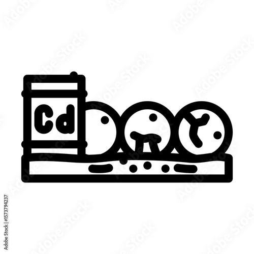 leaking barrels cadmium contaminating soil line icon vector illustration