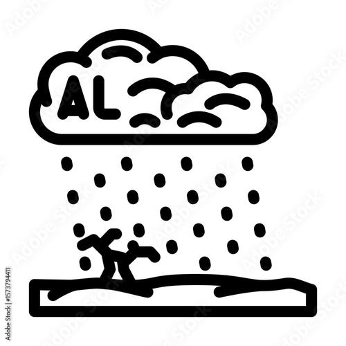 acid rain carrying toxic metals like aluminum copper line icon vector illustration