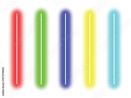 Neon Glow Light Bars Vector – Colorful Vertical Lines in Red, Green, Blue, Yellow, Cyan for UI Design, Backgrounds, and Decor Themes
