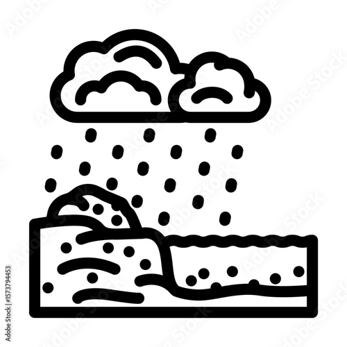copper zinc runoff river system after heavy rainfall line icon vector illustration