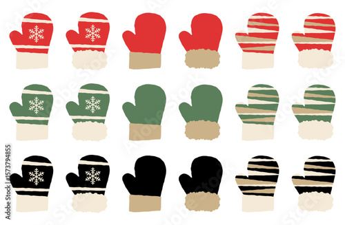 手袋のベクターイラストセット