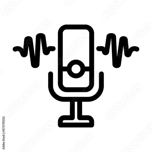 voice activated line icon vector illustration