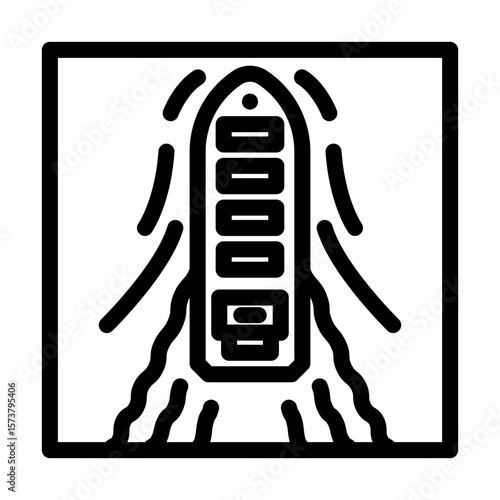 tanker leaking sea line icon vector illustration