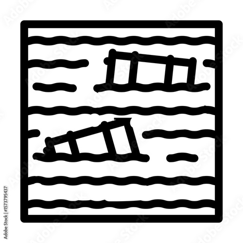 barrels floating water line icon vector illustration