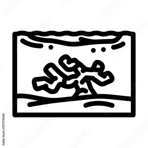 spill damage coral reef line icon vector illustration