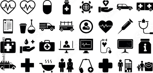 Collection Of Medical And Healthcare Related Vector Illustration