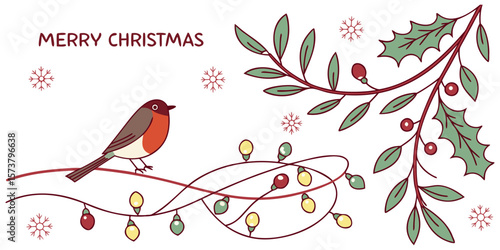 Merry Christmas Wall Art Vector Set Wallpaper Han Vector Illustration