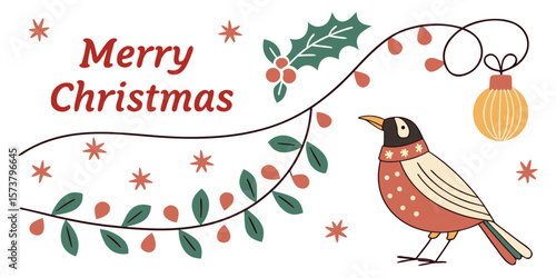 Merry Christmas And Holidays Wall Art Vector Set Vector Illustration