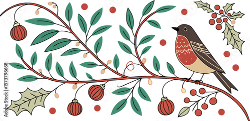 Merry Christmas Wall Art Vector Set Wallpaper Han Vector Illustration