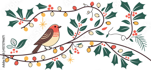 Merry Christmas Wall Art Vector Set Wallpaper Han Vector Illustration