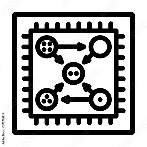 chip entangled qubits quantum computer line icon vector illustration