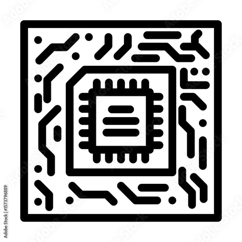 circuit board quantum computer line icon vector illustration